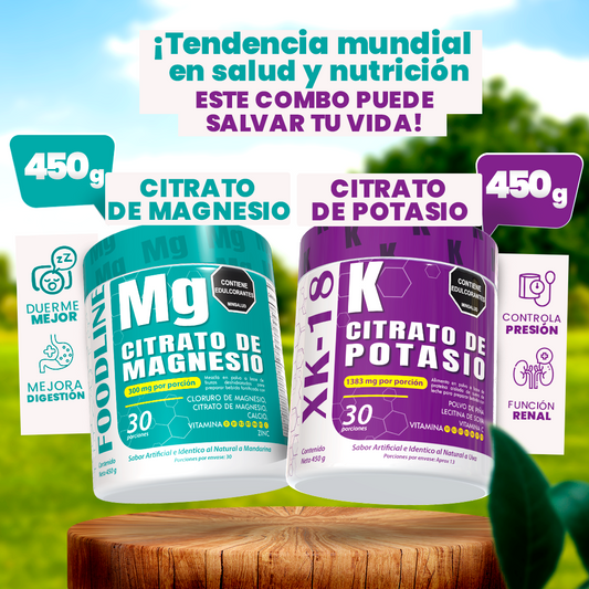 Combo Citrato de Magnesio + Citrato de Potasio