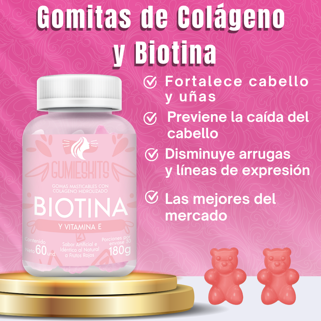 Gomitas de colágeno con Biotina y Vitamina E.