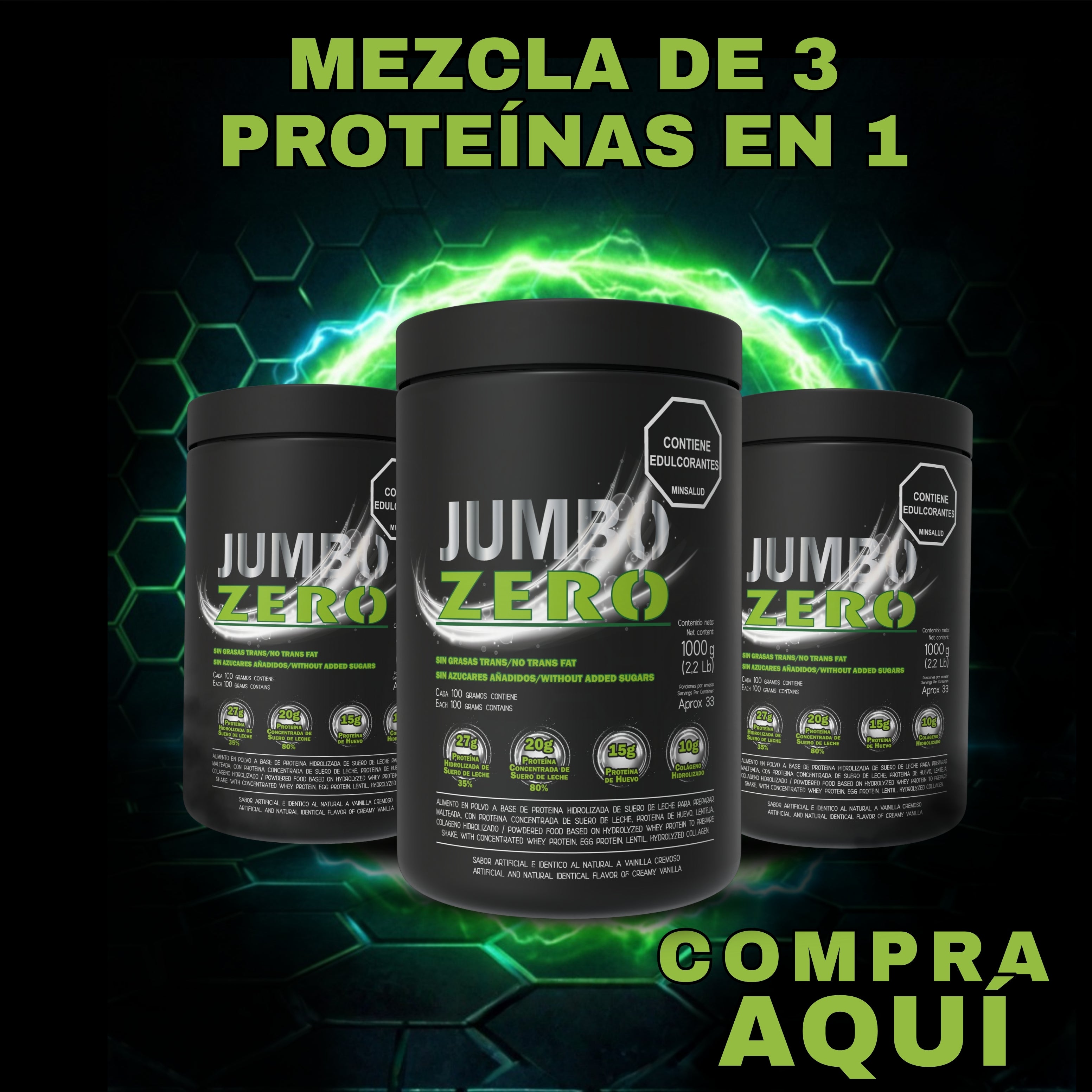 Combo Proteína Limpia Jumbo Zero x 2.2 Lbs + Depurativo & un Shacker