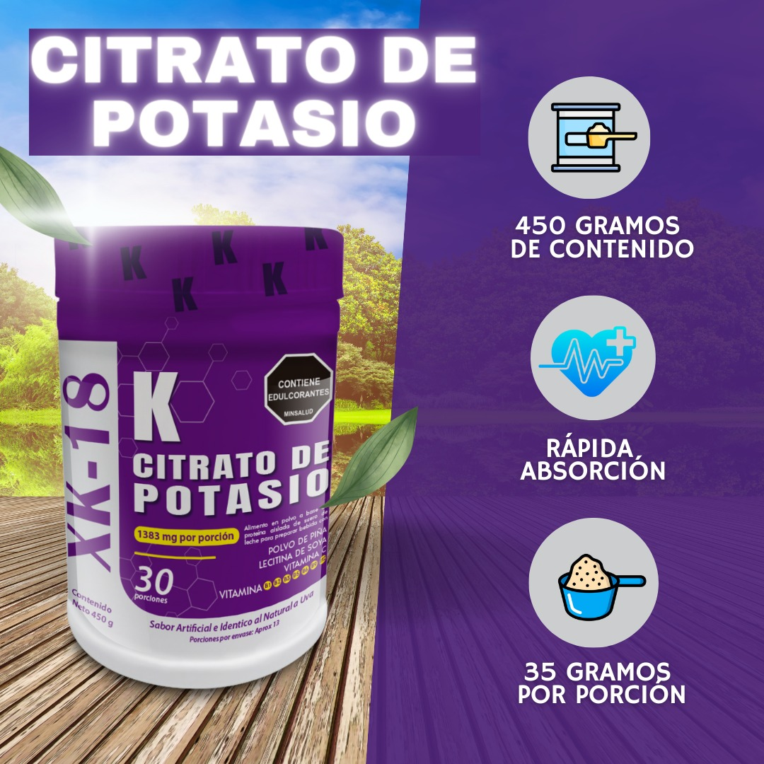 Citrato de potasio en polvo XK- 18 x 450 g