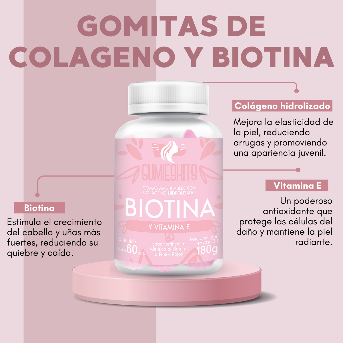 Gomitas de colágeno con Biotina y Vitamina E.