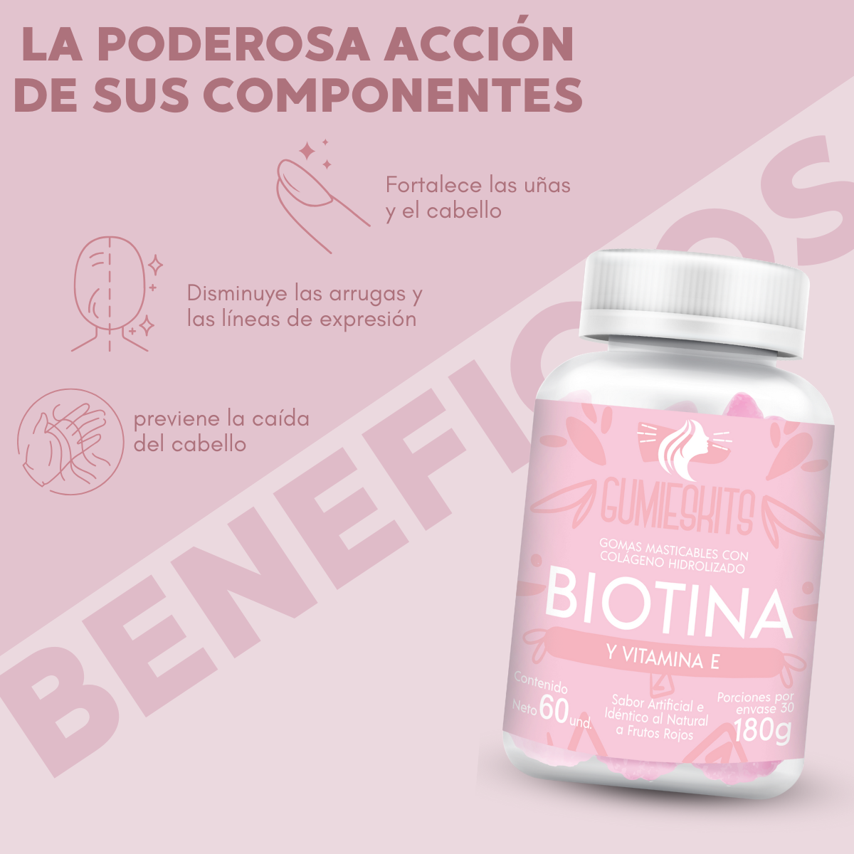 Gomitas de colágeno con Biotina y Vitamina E.