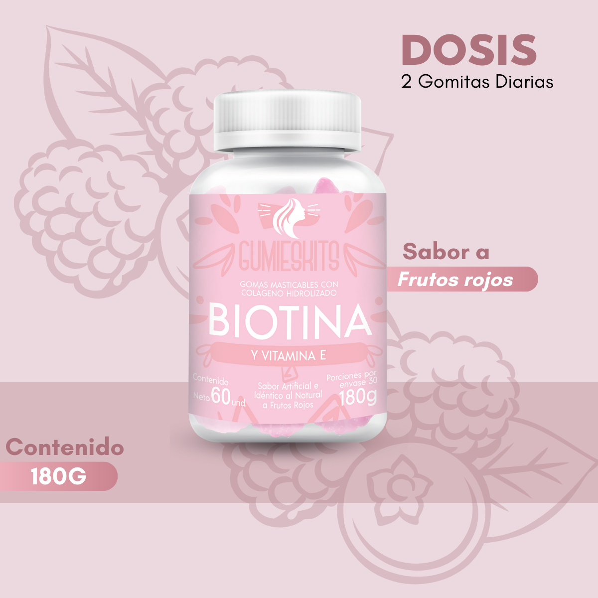 Gomitas de colágeno con Biotina y Vitamina E.