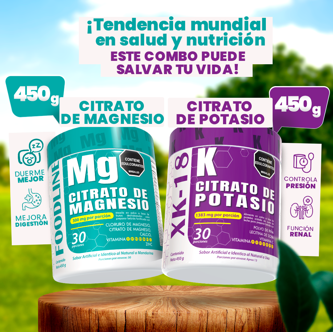 Combo Citrato de Magnesio + Citrato de Potasio